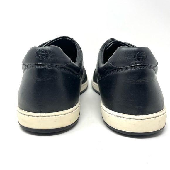 Giorgio Armani Black Leather Croc Embossed Lace Up Sneakers Size 7.5 - Picture 5 of 13
